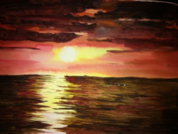 Dreaming of summer Sunsets, watercolour